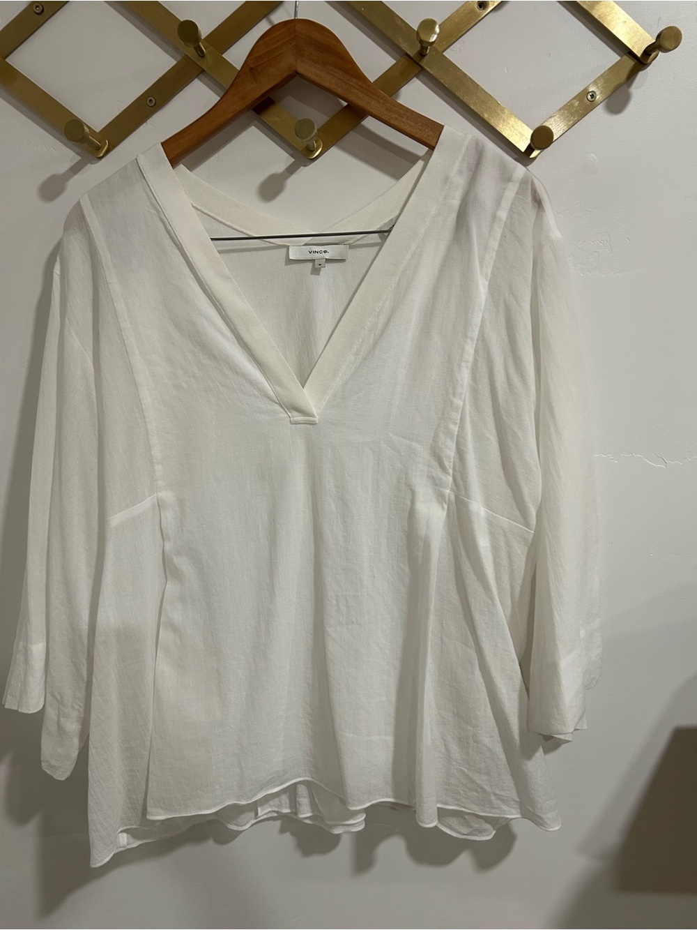 Vince White V-Neck Lightweight Tunic Top